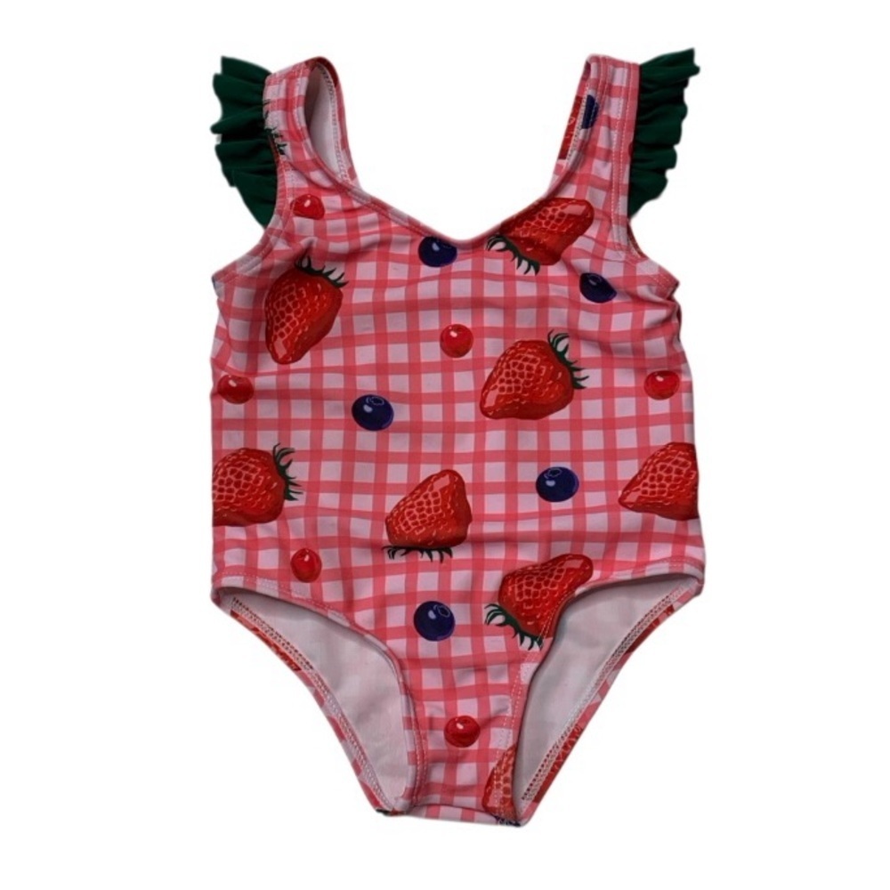 Pink and Green Baby’s 3 months Kids Swimwear with Strawberry Print‎